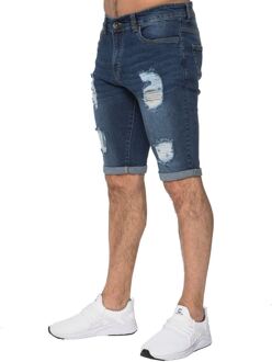 Enzo Heren Ripped Skinny Shorts Blauw - 40 (Taille)