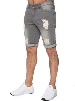 Enzo Heren Ripped Skinny Shorts Grijs - 38 (Taille)