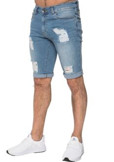 Enzo Heren Ripped Skinny Shorts Hemelsblauw - 42 (Taille)