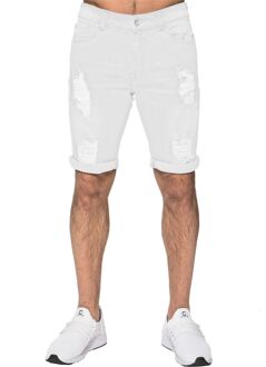 Enzo Heren Ripped Skinny Shorts Wit - 34 (Taille)