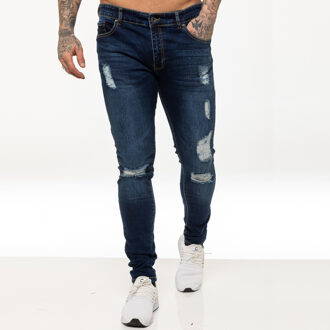 Enzo heren skinny gescheurde jeans Blauw