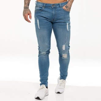 Enzo heren skinny gescheurde jeans Hemelsblauw