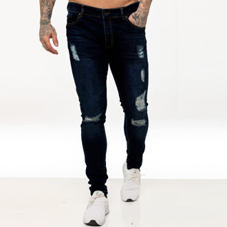 Enzo heren skinny gescheurde jeans Indigoblauw