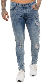 Enzo | Heren Skinny Stretch Ripped Jeans - Lichtblauw - 28W/32L