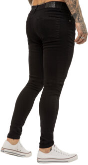 Enzo heren skinny super stretch denim jeans Zwart - 34W/30L
