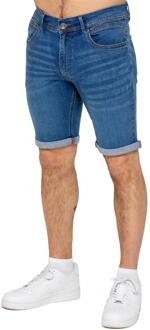 Enzo | Heren Slim Fit Denim Shorts Blauw - 36 (Taille)