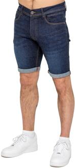 Enzo | Heren Slim Fit Denim Shorts Donkerblauw - 40 (Taille)