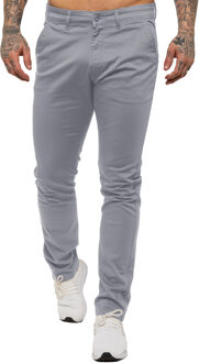 Enzo Heren Slim Fit Stretch Chino Grijs - 30W/34L