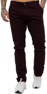 Enzo | Heren Slim Fit Stretch Chino Jeans - Bordeaux Bourgogne - 38W/32L