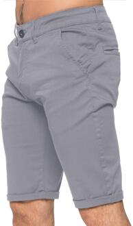 Enzo Heren Slim Fit Stretch Chino Korte Broek - maat Grijs