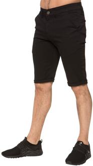 Enzo | Heren Slim Fit Stretch Chino Shorts - Zwart - maat