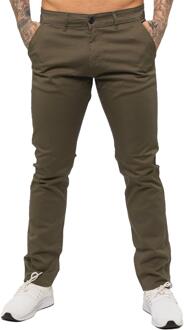 Enzo Heren Slim Fit Stretch Chinos Bruin - 38W/32L