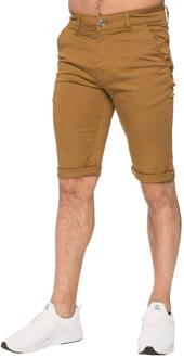 Enzo | Heren slim-fit stretch chinoshort - bruin