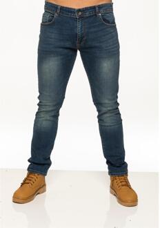 Enzo Heren Slim Stretch Denim Jeans Blauw - 28W/32L