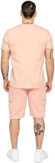 Enzo | heren T-shirt & korte broek trainingspak set - maat S Zalm