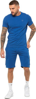 Enzo | Heren T-shirt Trainingspak Met Korte Broek Set - Blauw - XL