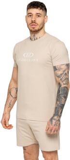 Enzo | heren trainingspak met T-shirt en korte broek - maat Steen