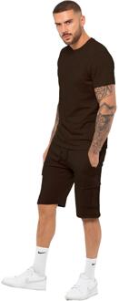 Enzo | Heren Trainingspak met T-Shirt en Korte Broek Set Bruin