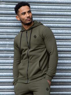 Enzo Heren Zip Up Hoodie | Enzo Designer Menswear Kaki - L