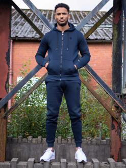 Enzo Heren Zip Up Hoodie | Enzo Designer Menswear Navy - L