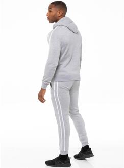 Enzo | Heren Zip Up Tape Hoodie Tracksuit Set - Grijs - M