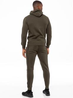 Enzo | Heren Zip Up Tape Hoodie Tracksuit Set - Khaki Kaki - M