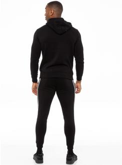 Enzo | Heren Zip Up Tape Hoodie Tracksuit Set - Zwart - M