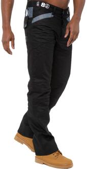 Enzo | Heren Zwarte Coated Denim Jeans - 30W/30L