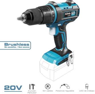 Enzo Koma tools accu boormachine | Koolborstelloos | 20V | zonder accu - 6490105