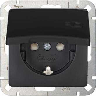 Enzo Kopp HK05 mat zwart inbouw stopcontact RA met deksel - 4621710