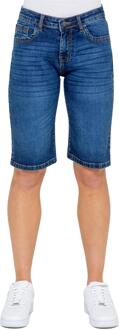 Enzo | Lange Denim Shorts voor dames Blauw - EU 44 / UK 16