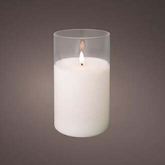 Enzo LED flakkerkaars in glas 10x17,5cm wit - 5509685