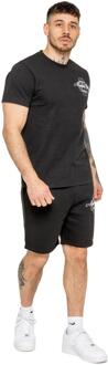Enzo Milano | Heren Bedrukt T-shirt & Korte Broek Set - maat L Zwart
