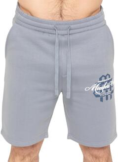 Enzo Milano Heren Bedrukte Fleece Korte Broek Blauw - XL
