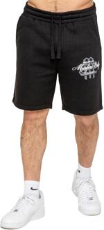 Enzo Milano Heren Bedrukte Fleece Korte Broek Zwart - S