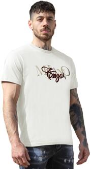Enzo Milano Heren Crew Neck T-shirt met opdruk Wit