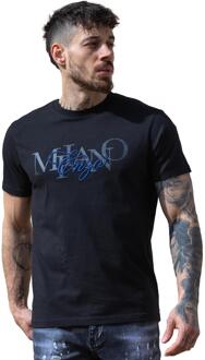 Enzo Milano Heren Crew Neck T-shirt met opdruk Zwart