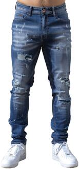 Enzo Milano | Heren Gescheurde Spijkerbroek Blauw - 34W/32L