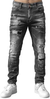 Enzo Milano | Heren Gescheurde Spijkerbroek Grijs