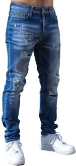 Enzo Milano | Heren Gescheurde Spijkerbroek Lichtblauw - 36W/32L