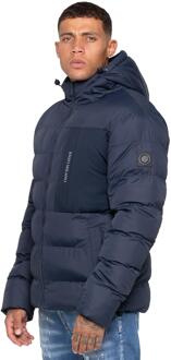 Enzo Milano | Heren Gewatteerde Jas met Capuchon Navy - S