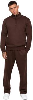 Enzo Milano | Heren Half-Zip Sweatshirt Trainingspak Set Bruin