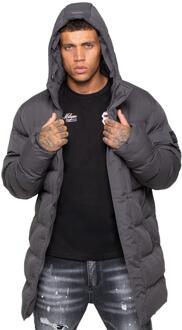 Enzo Milano | Heren Longline Puffermantel - maat M Grijs