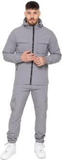 Enzo Milano Heren Poly Cargo Trainingspak Set Grijs - L