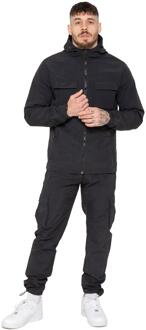 Enzo Milano Heren Poly Cargo Trainingspak Set Zwart