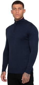 Enzo Milano heren trui met halve rits Navy