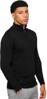 Enzo Milano heren trui met halve rits Zwart - 2XL