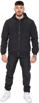 Enzo Milano Heren Windjack en Cargo Broek Set Zwart