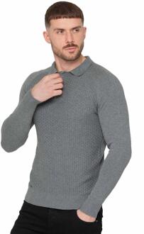 Enzo Milano | Wafel trui voor heren Grijs - 2XL