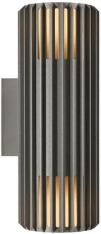 Enzo Nordlux Wandlamp Aludra rond dubbel 2x E27 zilver antraciet IP54 - 4800944